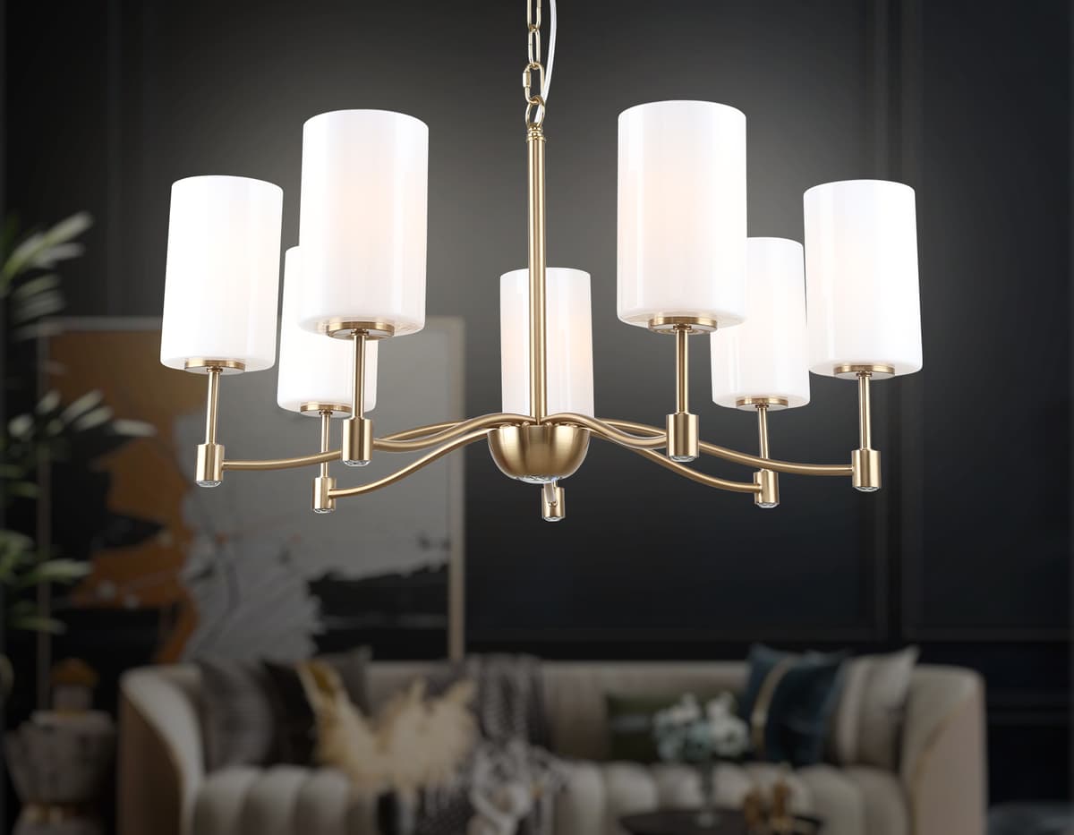 Подвесная люстра LH56053/7 BS/FR латунь/белый матовый E14*7 max 40W D680*950 Ambrella Light 16