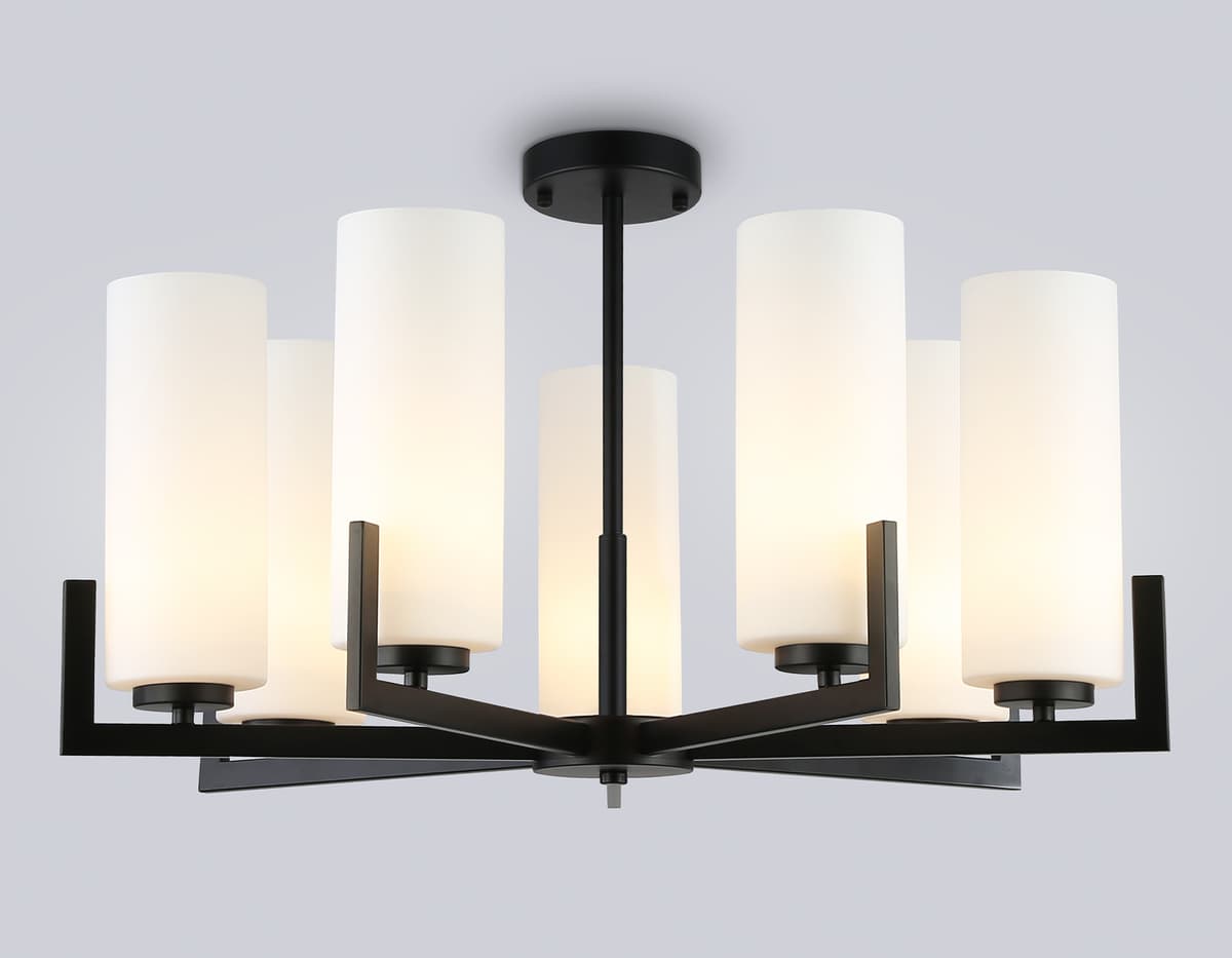 Люстра на штанге LH56058/7 BK/WH черный/белый E27*7 max 60W D700*750 Ambrella Light 10