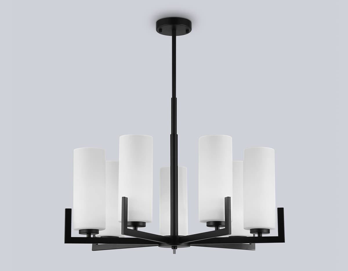 Люстра на штанге LH56058/7 BK/WH черный/белый E27*7 max 60W D700*750 Ambrella Light 11