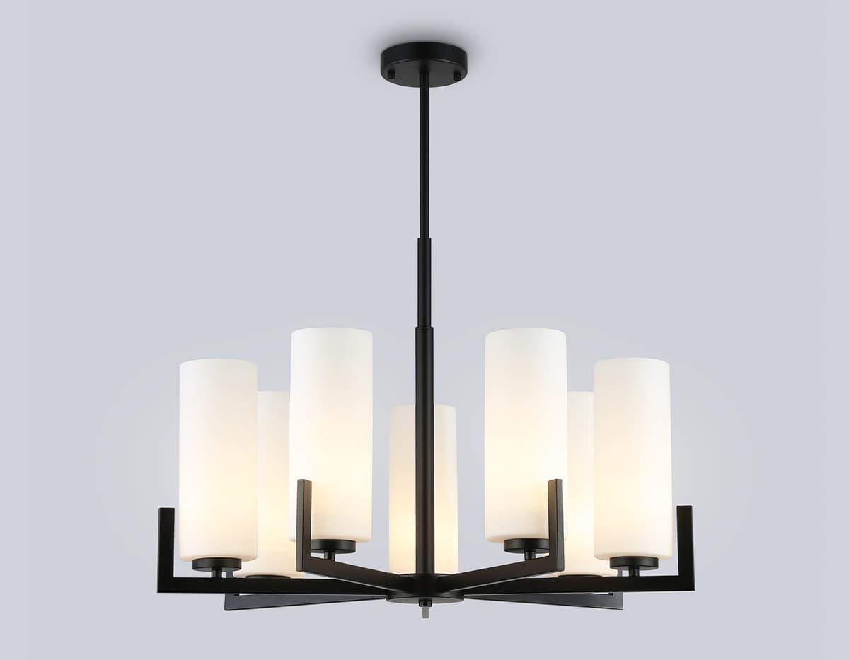 Люстра на штанге LH56058/7 BK/WH черный/белый E27*7 max 60W D700*750 Ambrella Light 9
