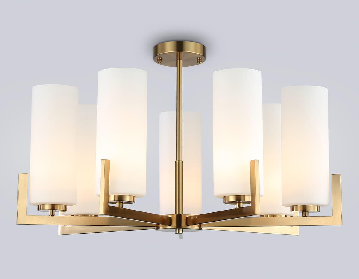 Люстра на штанге LH56064/7 BS/WH латунь/белый E27*7 max 60W D700*750 Ambrella Light 10