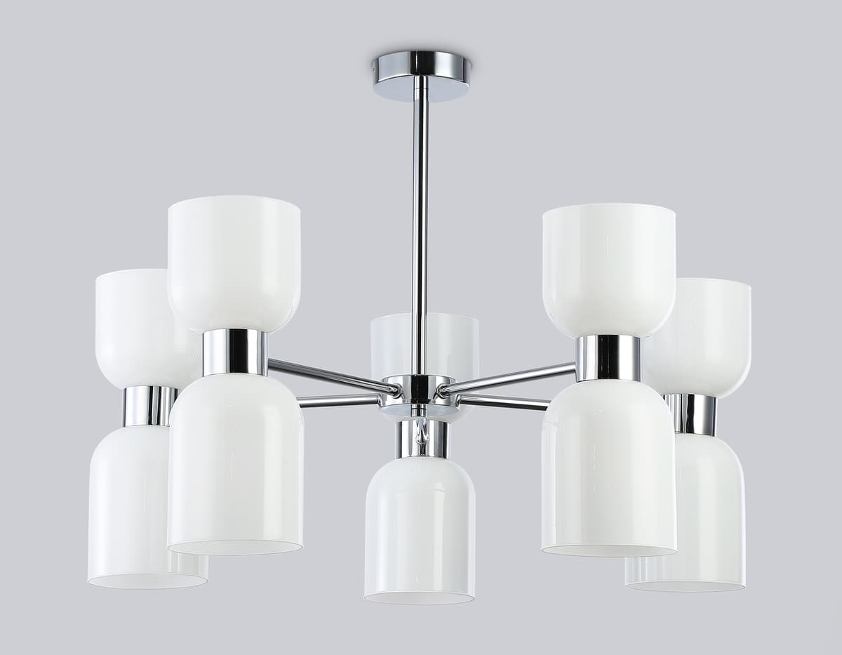 Люстра на штанге LH56083/10 СH/FR хром/белый матовый E14*10 max 40W D700*510 Ambrella Light 12