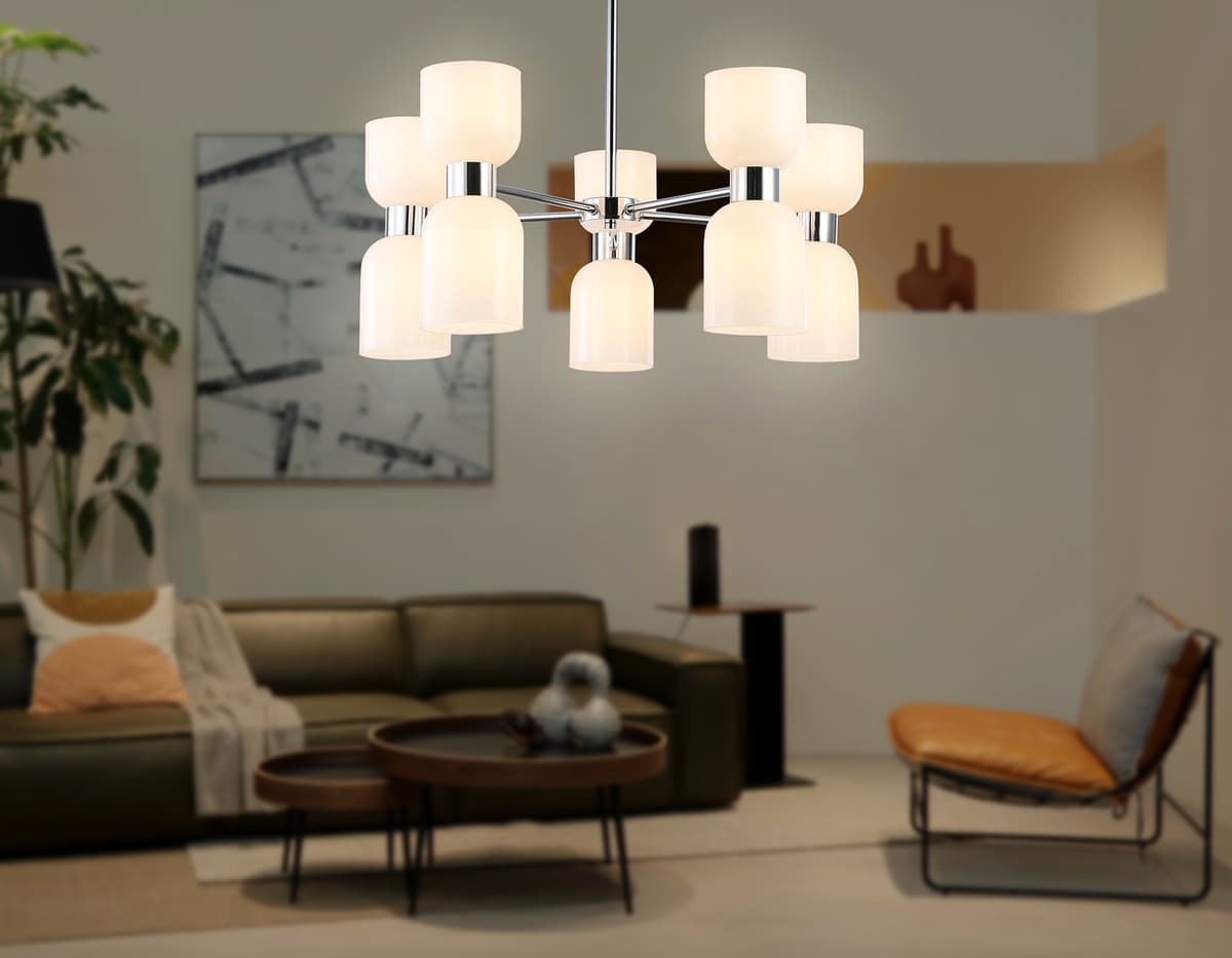 Люстра на штанге LH56083/10 СH/FR хром/белый матовый E14*10 max 40W D700*510 Ambrella Light 16