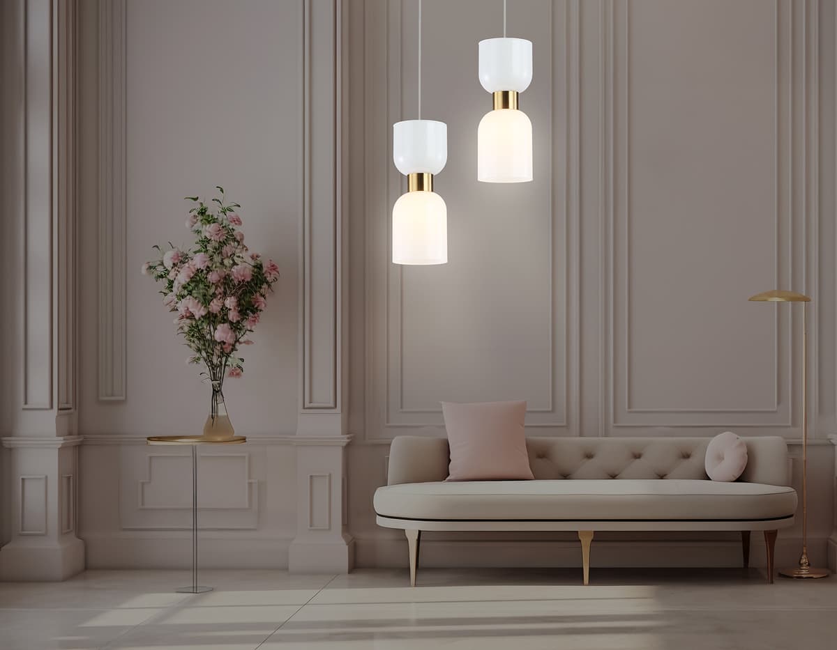 Подвесной светильник LH56091 BS/FR латунь/белый матовый E14 max 60W D120*1500 Ambrella Light 16
