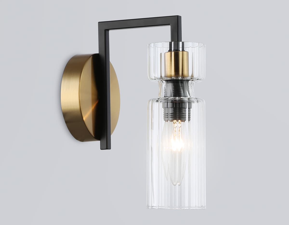 Настенный светильник LH56119 BK/BS/CL черный/латунь/прозрачный E14 max 40W 150*100*210 Ambrella Light 11