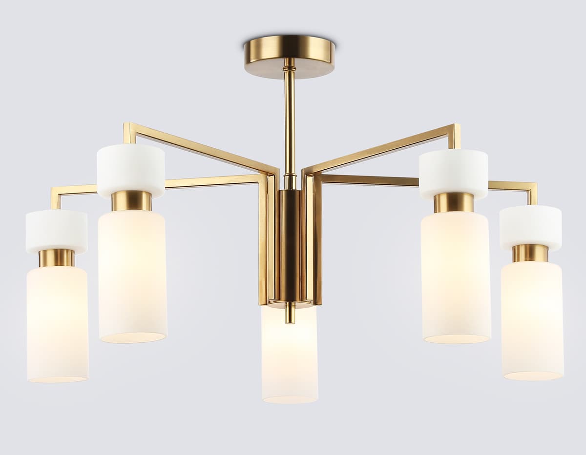 Люстра на штанге LH56124/5 BS/FR латунь/белый матовый E14*5 max 40W D605*350 Ambrella Light 10