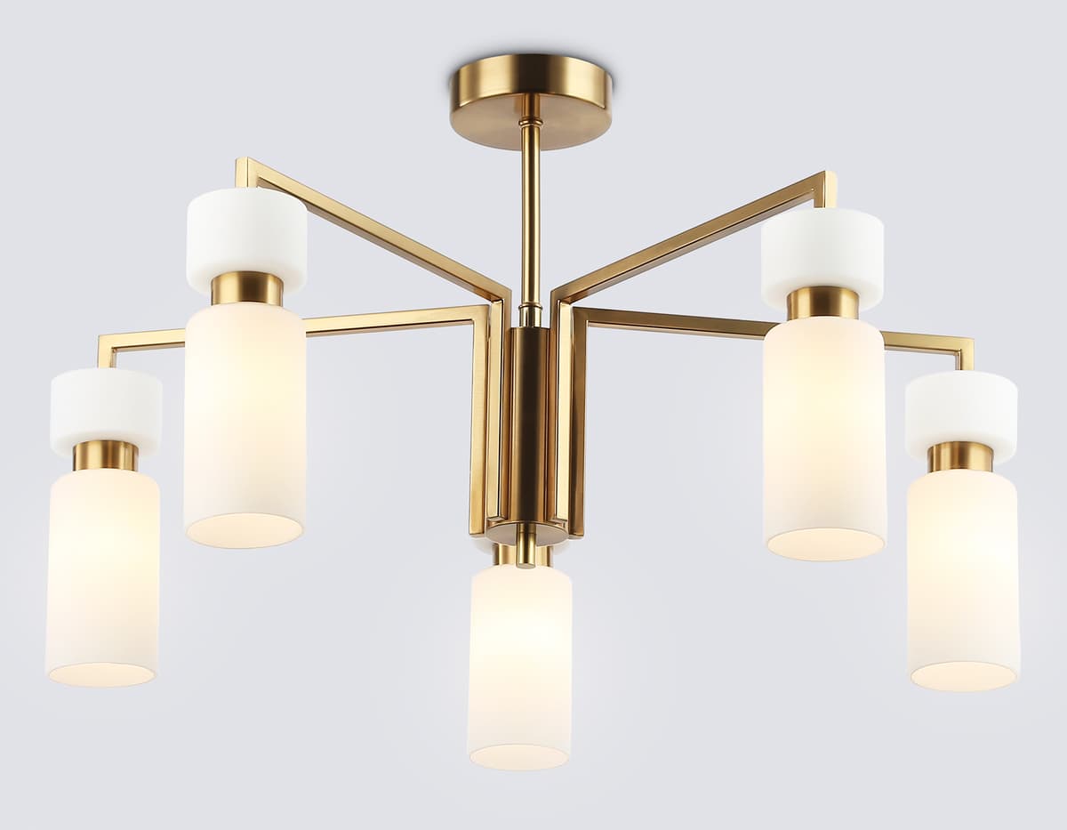 Люстра на штанге LH56124/5 BS/FR латунь/белый матовый E14*5 max 40W D605*350 Ambrella Light 11