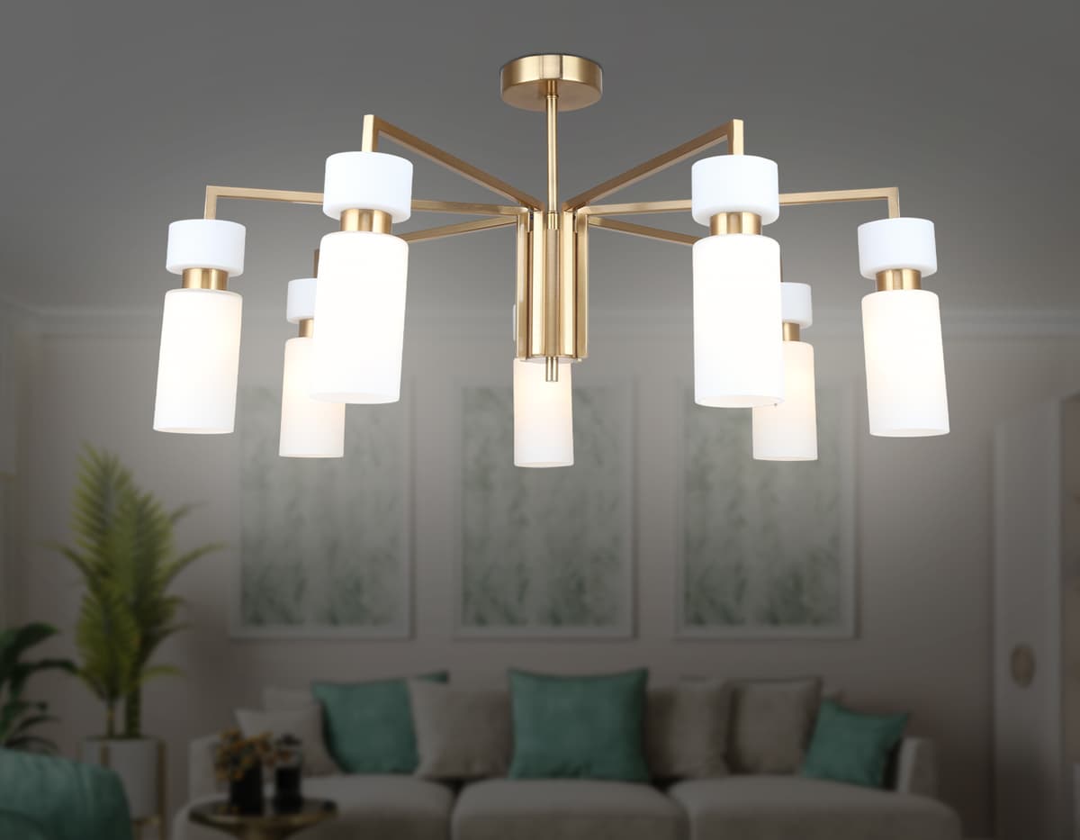 Люстра на штанге LH56126/7 BS/FR латунь/белый матовый E14*7 max 40W D705*350 Ambrella Light 16
