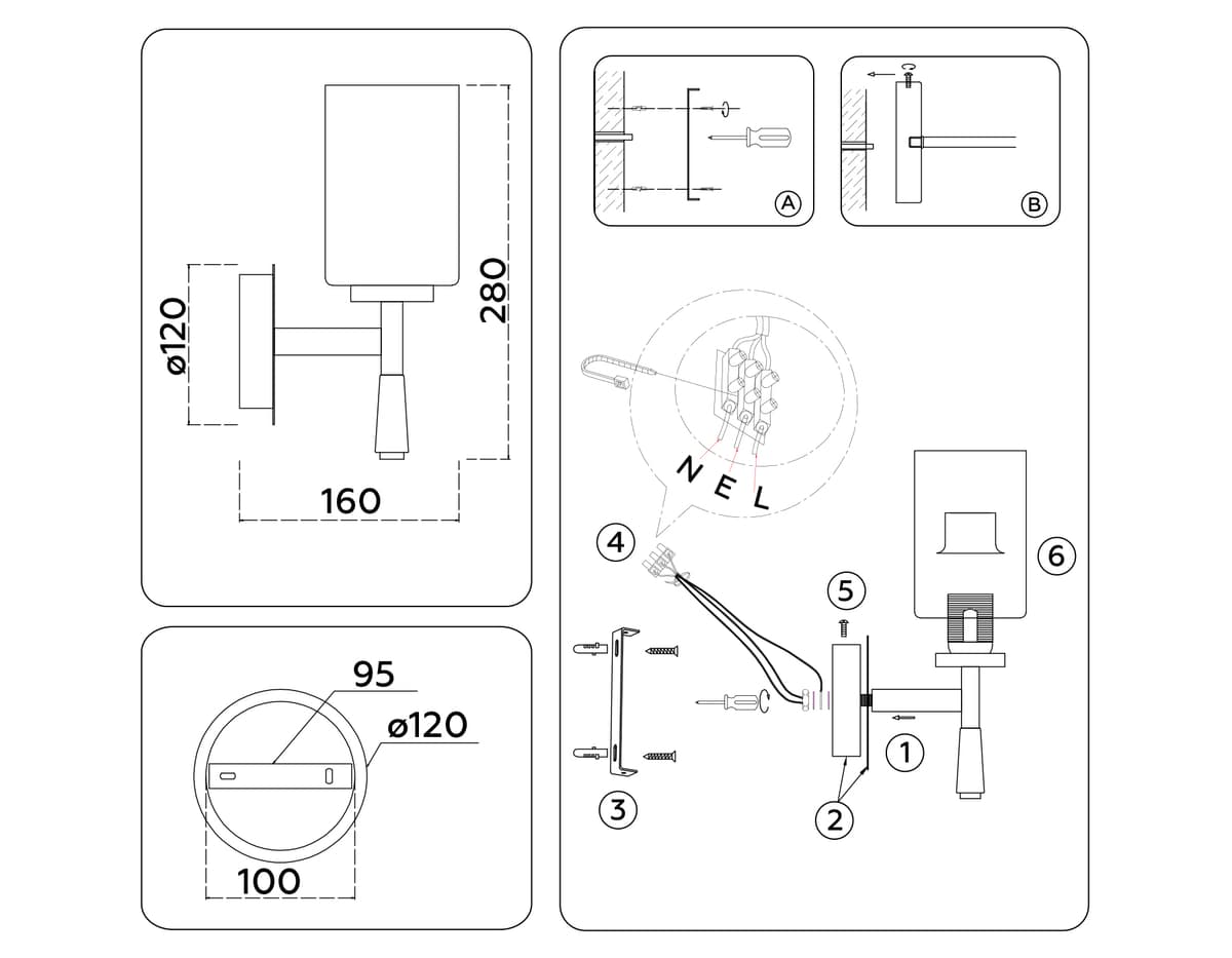 Настенный светильник LH56265 BS/FR латунь/белый матовый E27 max 60W 160*120*280 Ambrella Light 14