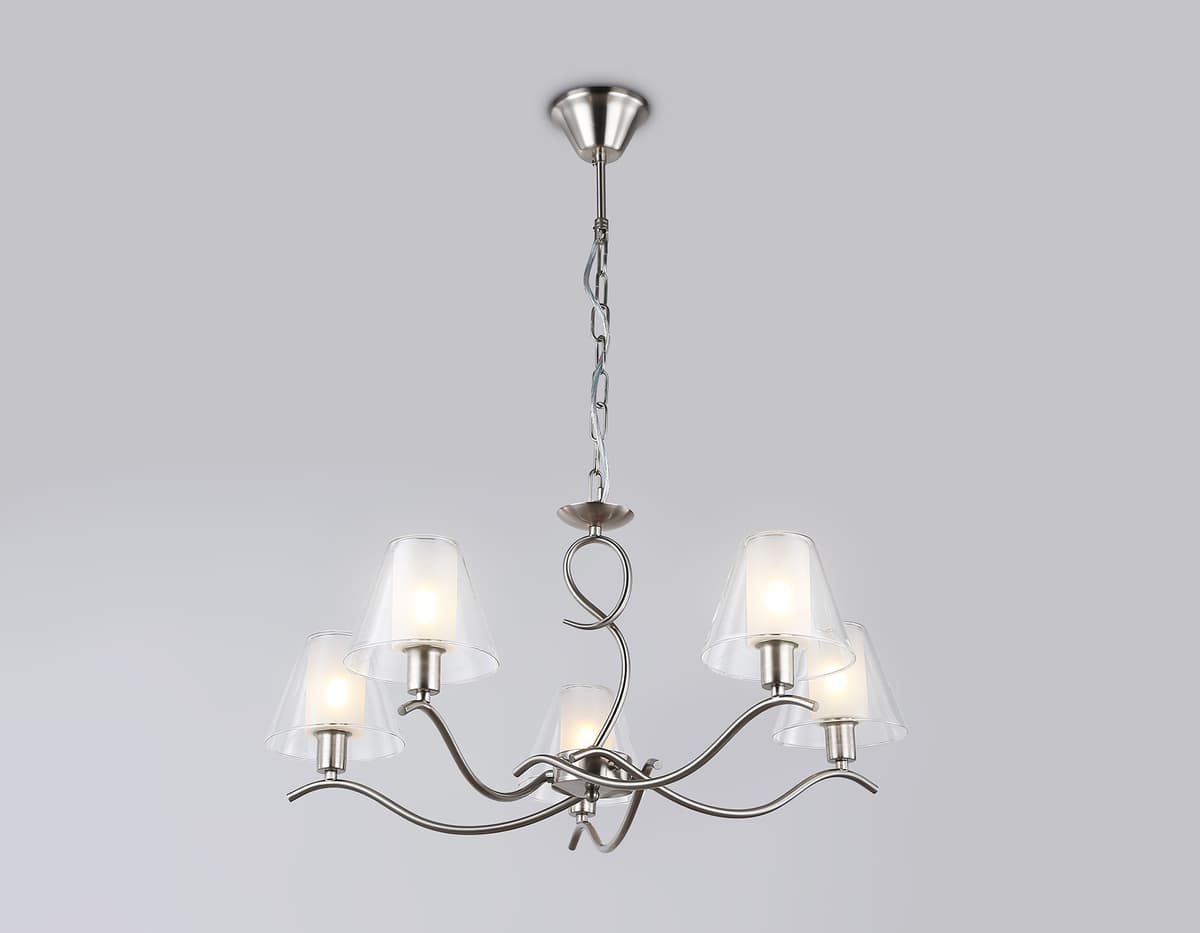 Подвесная люстра LH57081/5 SN/FR никель/белый матовый E14/5 max 40W D690*790 Ambrella Light 15