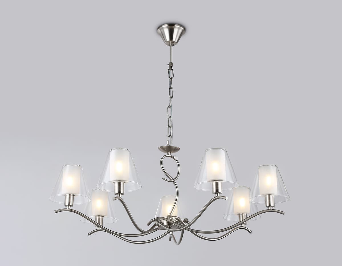 Подвесная люстра LH57083/7 SN/FR никель/белый матовый E14/7 max 40W D840*790 Ambrella Light 15