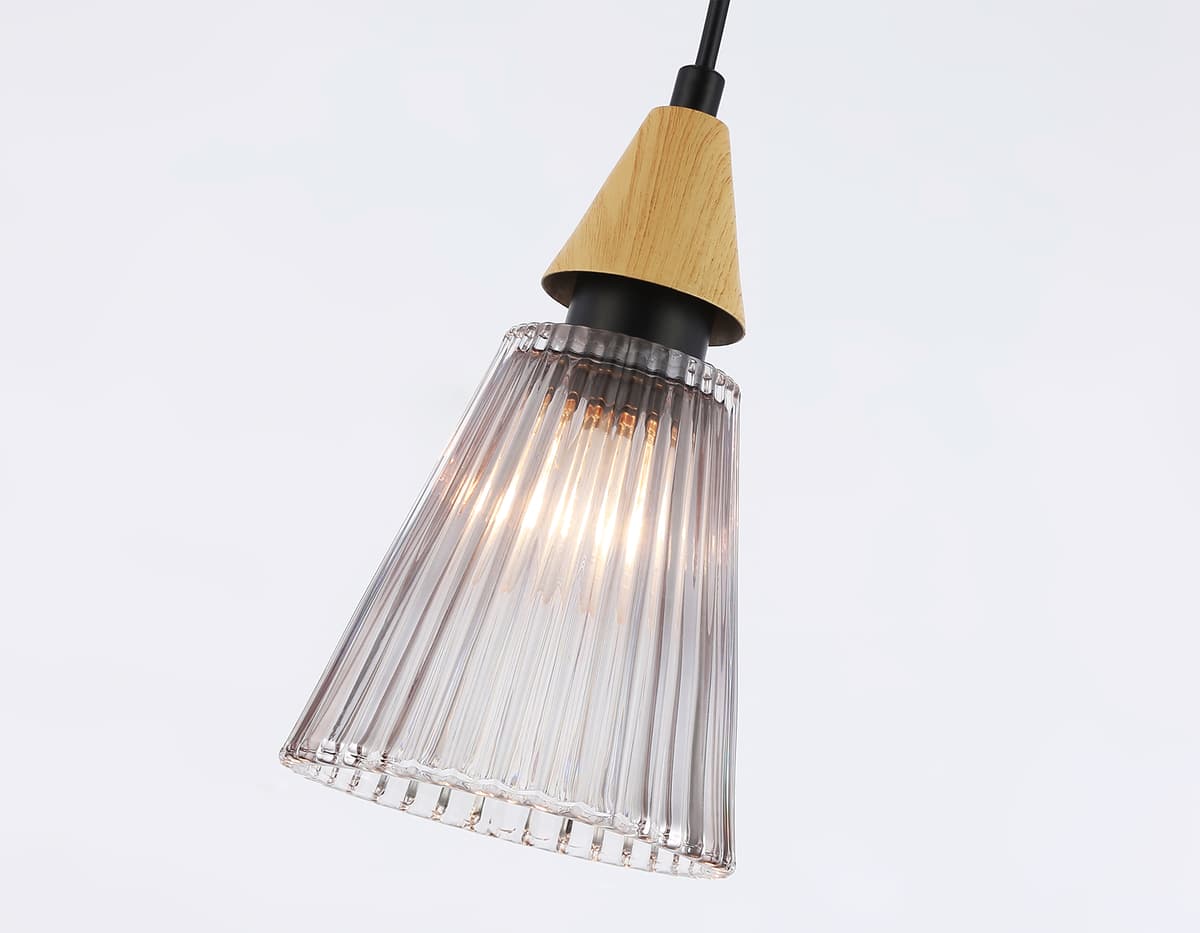 Подвесной светильник LH58111 BK/LW/SM черный/светлое дерево/дымчатый E14 max 40W D110*1500 Ambrella Light 10