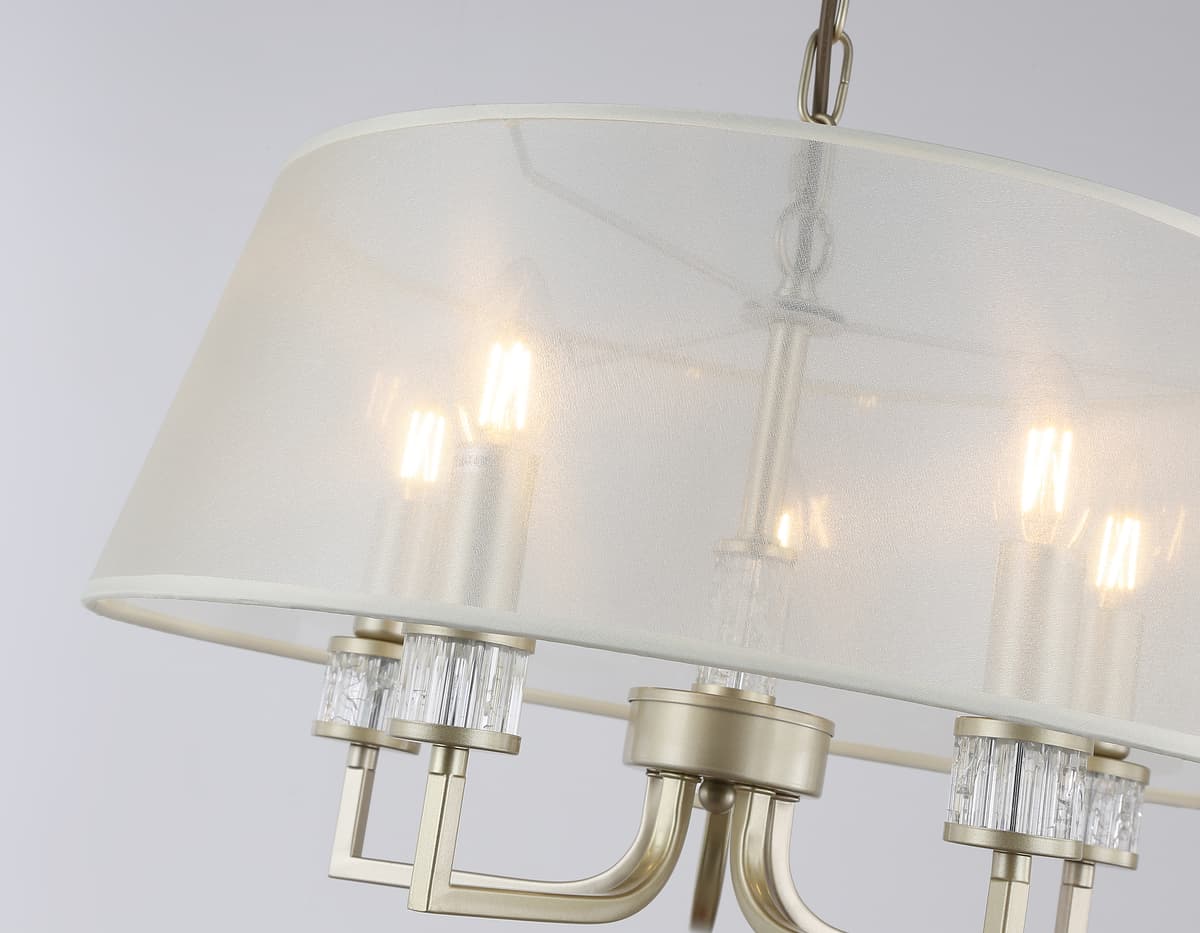 Подвесная люстра с абажуром LH71211/5 CGD золото E14/5 max 40W D500*700 Ambrella Light 10