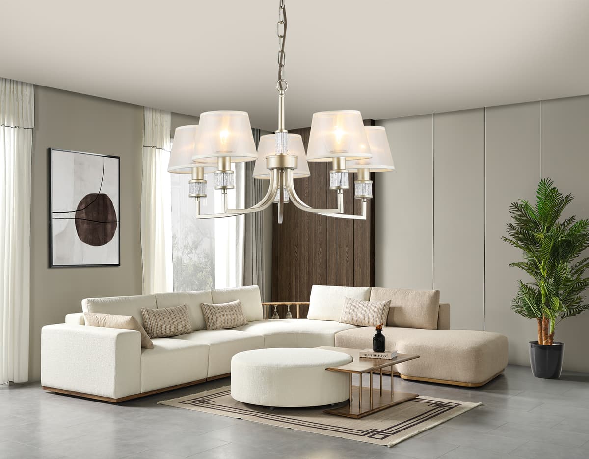 Подвесная люстра с абажурами LH71214/5 CGD золото E14/5 max 40W D620*740 Ambrella Light 9