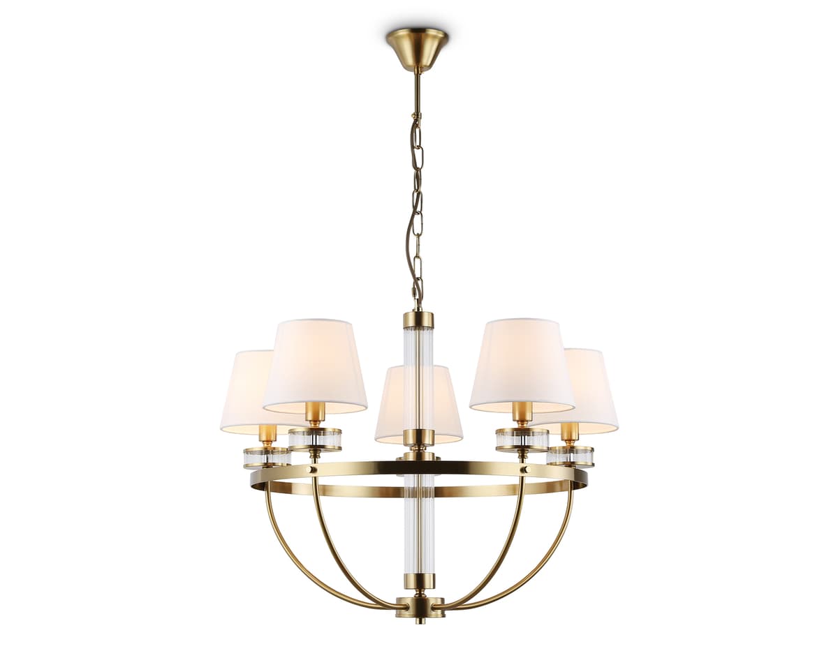 Подвесная люстра с абажурами LH71251/5 BS/WH латунь/белый E14/5 max 40W D700*990 Ambrella Light 11