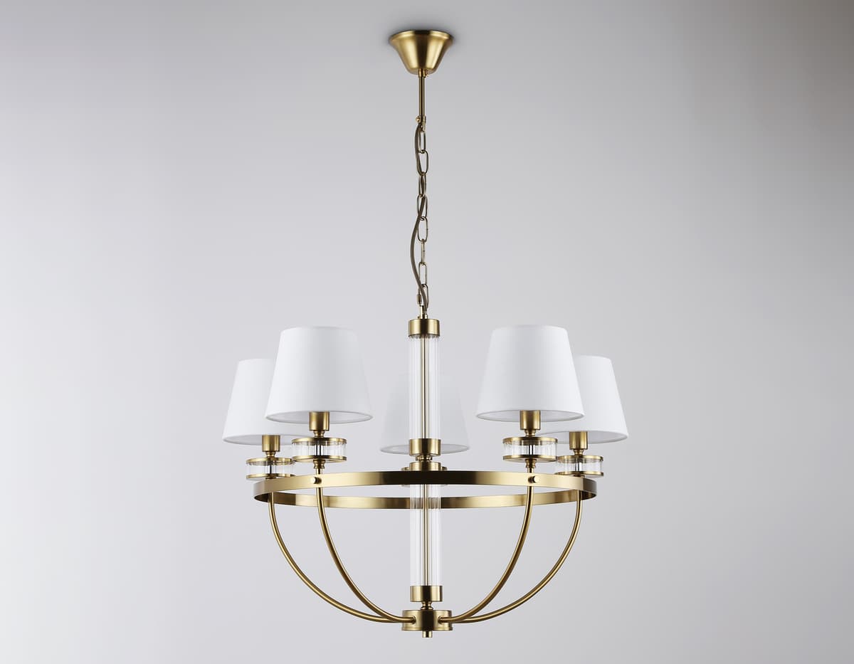 Подвесная люстра с абажурами LH71251/5 BS/WH латунь/белый E14/5 max 40W D700*990 Ambrella Light 12