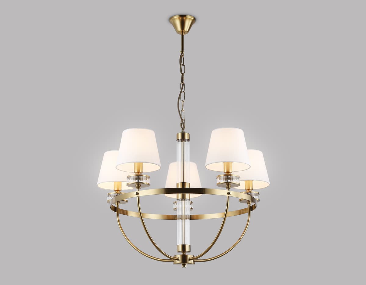 Подвесная люстра с абажурами LH71251/5 BS/WH латунь/белый E14/5 max 40W D700*990 Ambrella Light 13