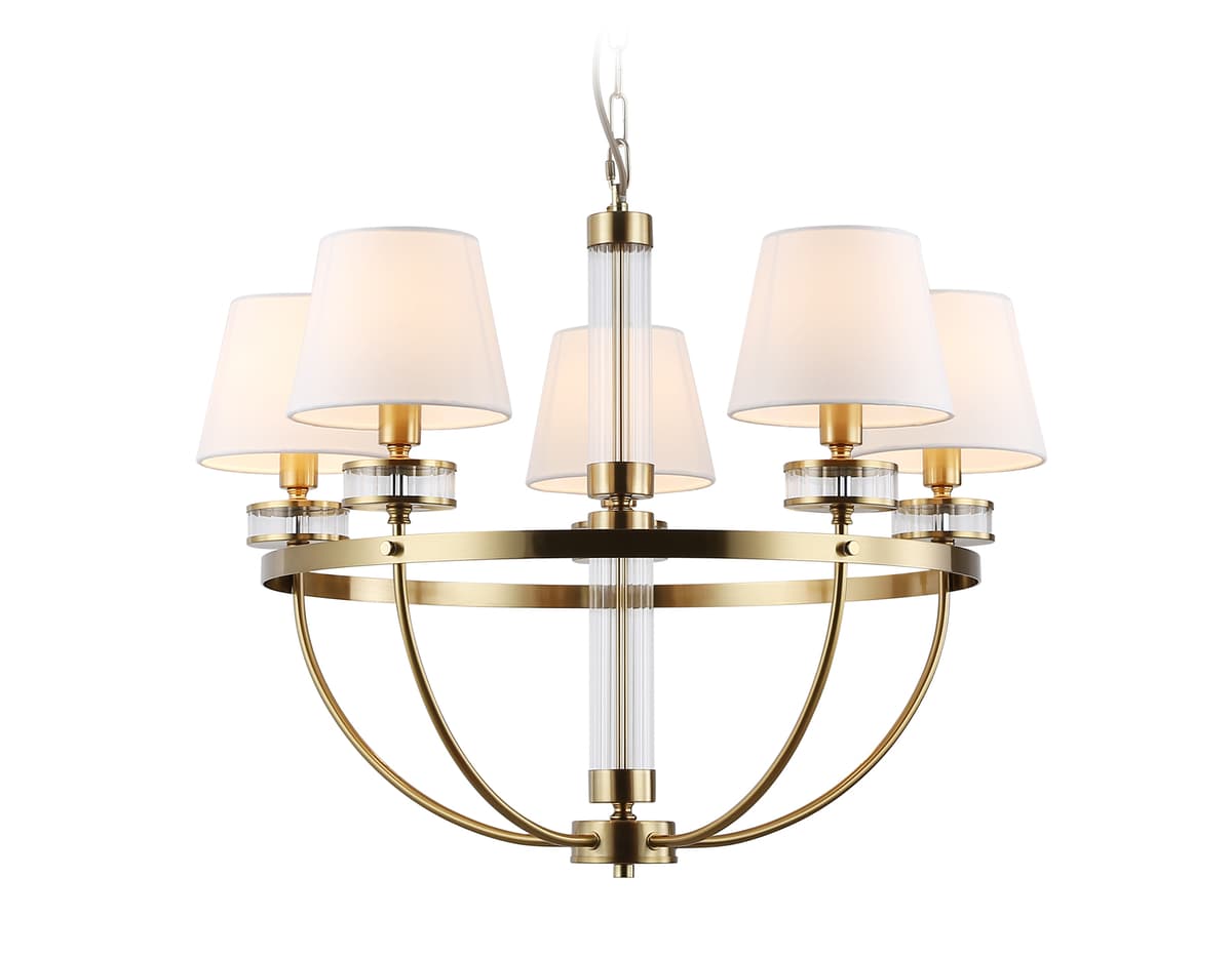 Подвесная люстра с абажурами LH71251/5 BS/WH латунь/белый E14/5 max 40W D700*990 Ambrella Light 8