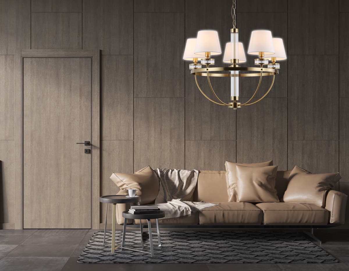 Подвесная люстра с абажурами LH71251/5 BS/WH латунь/белый E14/5 max 40W D700*990 Ambrella Light 9