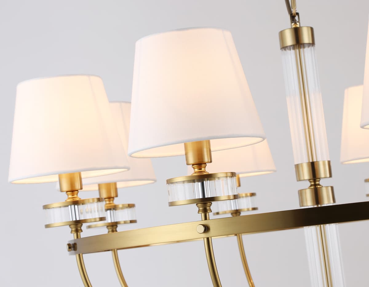 Подвесная люстра с абажурами LH71253/8 BS/WH латунь/белый E14/8 max 40W D870*990 Ambrella Light 10
