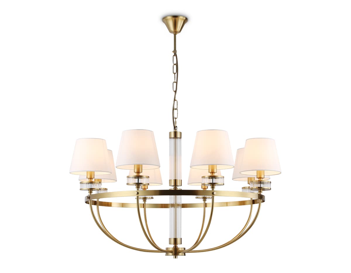 Подвесная люстра с абажурами LH71253/8 BS/WH латунь/белый E14/8 max 40W D870*990 Ambrella Light 11