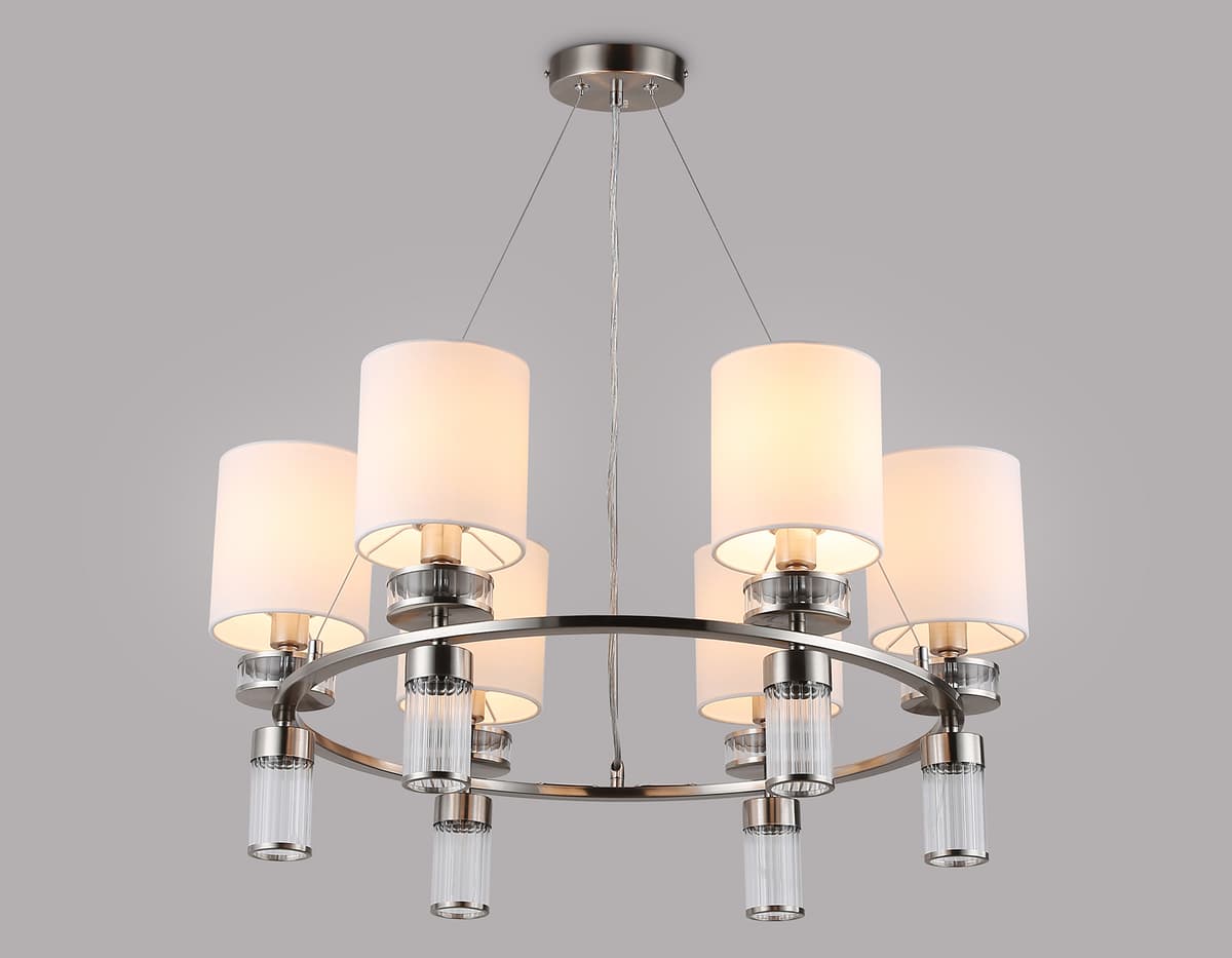 Подвесная люстра с абажурами LH71291/6 SN/WH никель/белый E14/6 max 40W D680*730 Ambrella Light 11