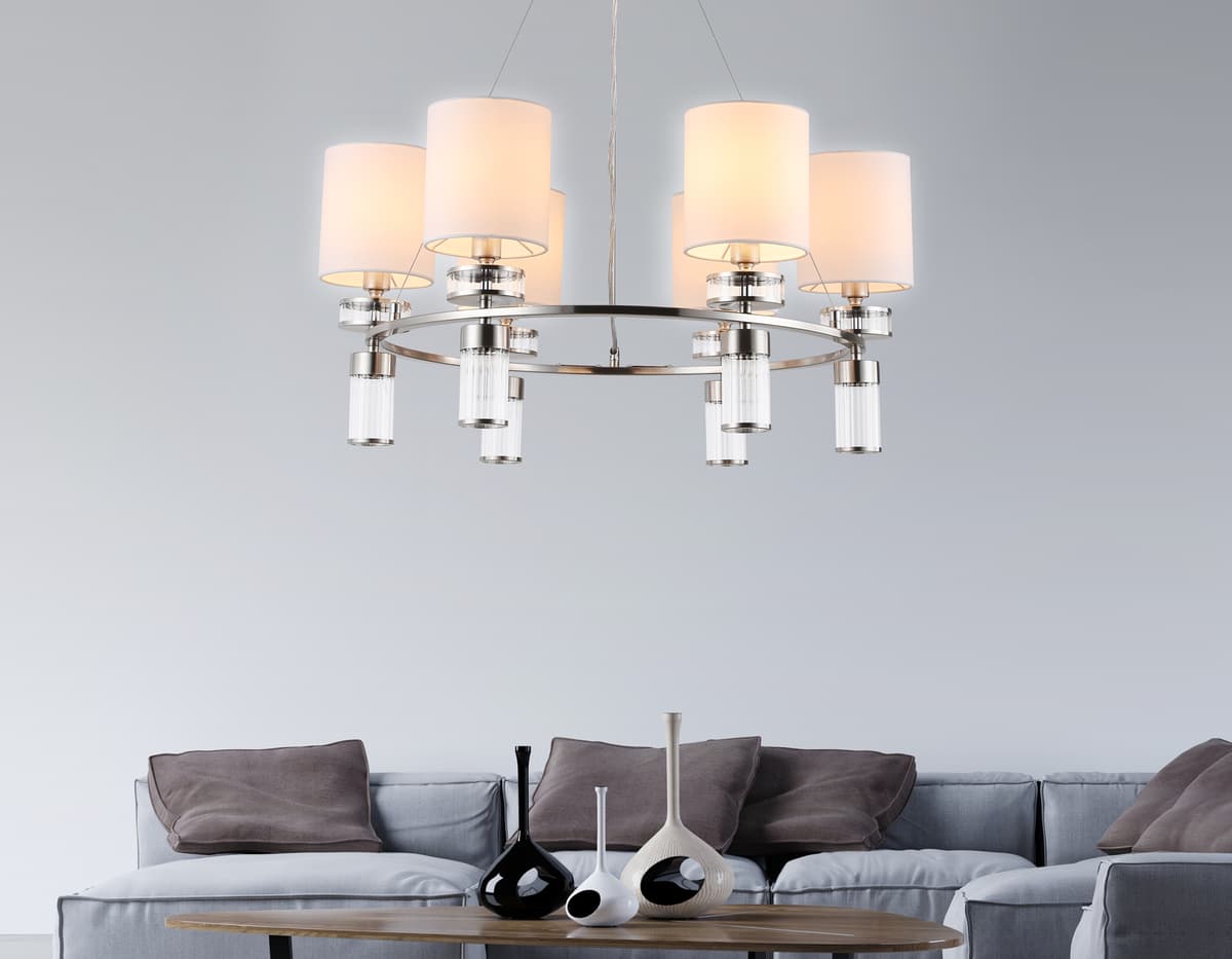 Подвесная люстра с абажурами LH71291/6 SN/WH никель/белый E14/6 max 40W D680*730 Ambrella Light 8