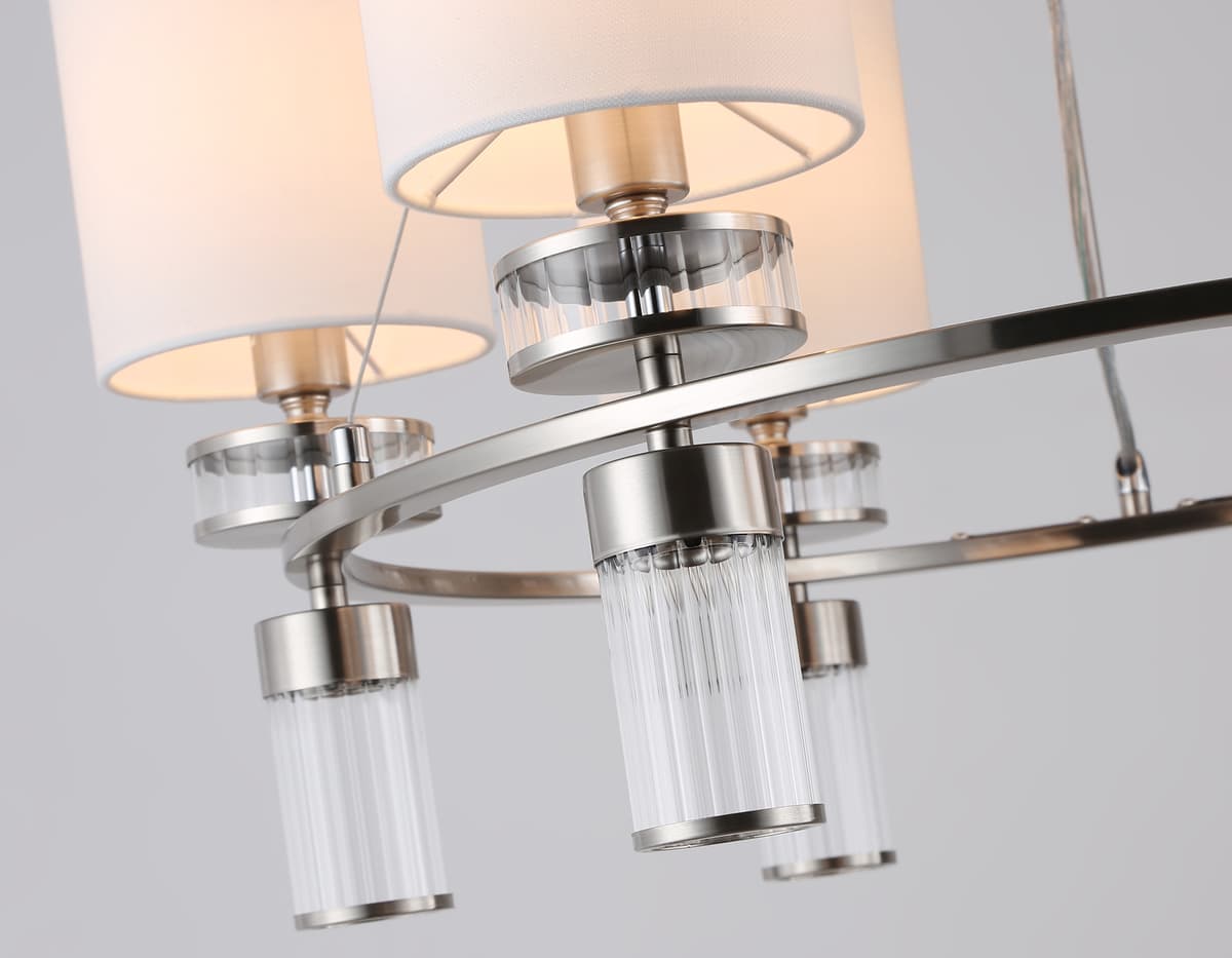Подвесная люстра с абажурами LH71291/6 SN/WH никель/белый E14/6 max 40W D680*730 Ambrella Light 9