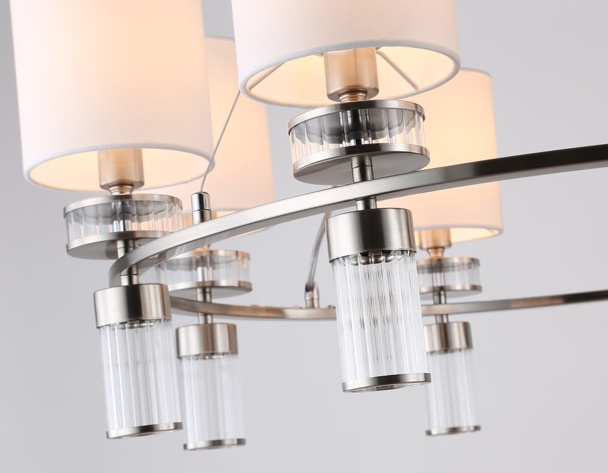 Подвесная люстра с абажурами LH71293/8 SN/WH никель/белый E14/8 max 40W D830*780 Ambrella Light 9