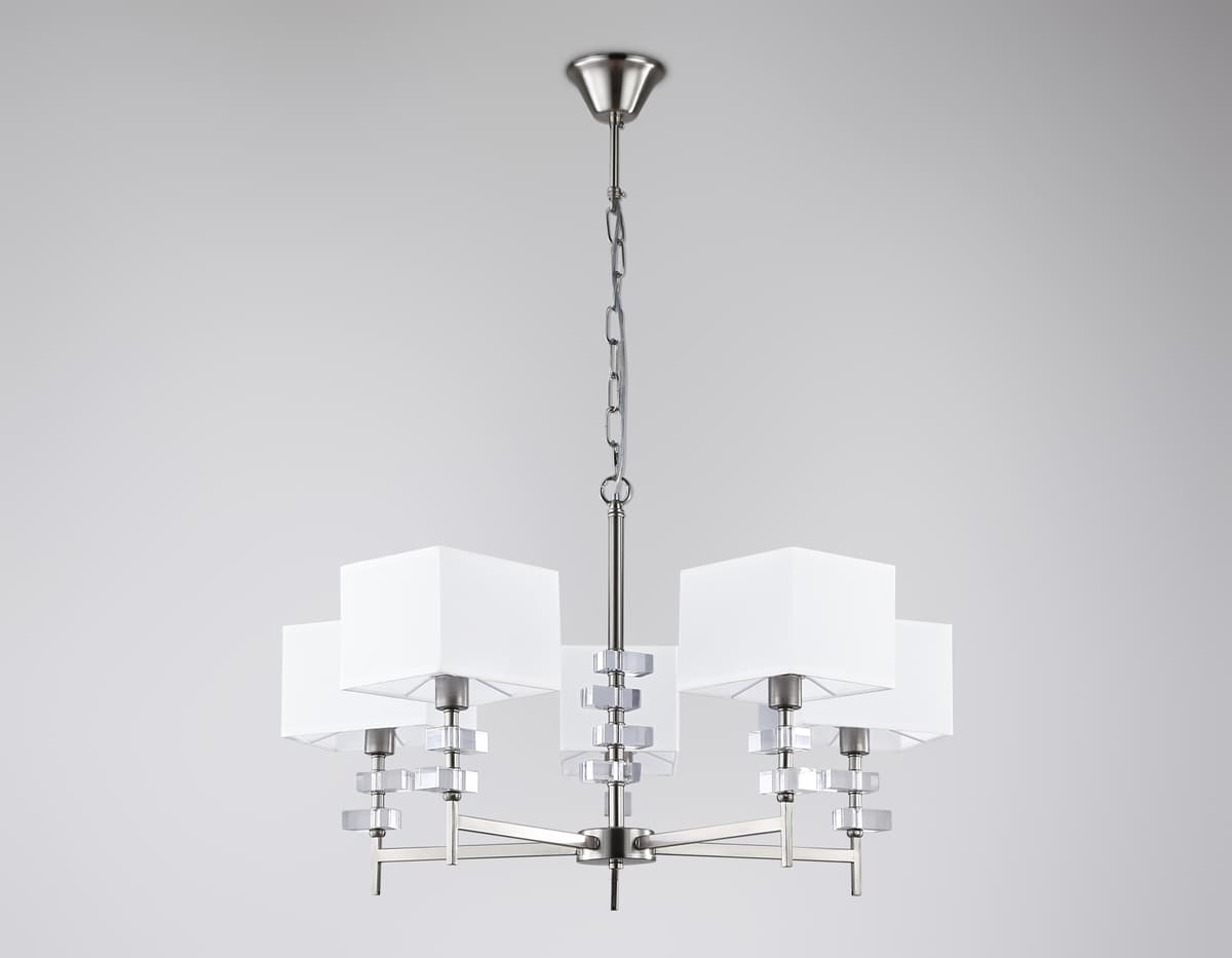Подвесная люстра с абажурами LH71321/5 SN/WH никель/белый E14/5 max 40W D700*850 Ambrella Light 14