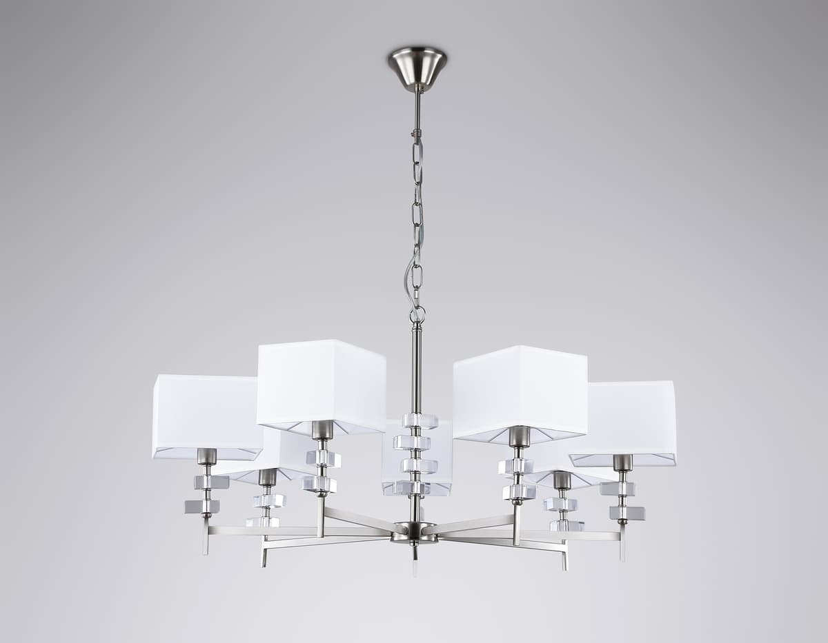 Подвесная люстра с абажурами LH71323/7 SN/WH никель/белый E14/7 max 40W D860*850 Ambrella Light 12