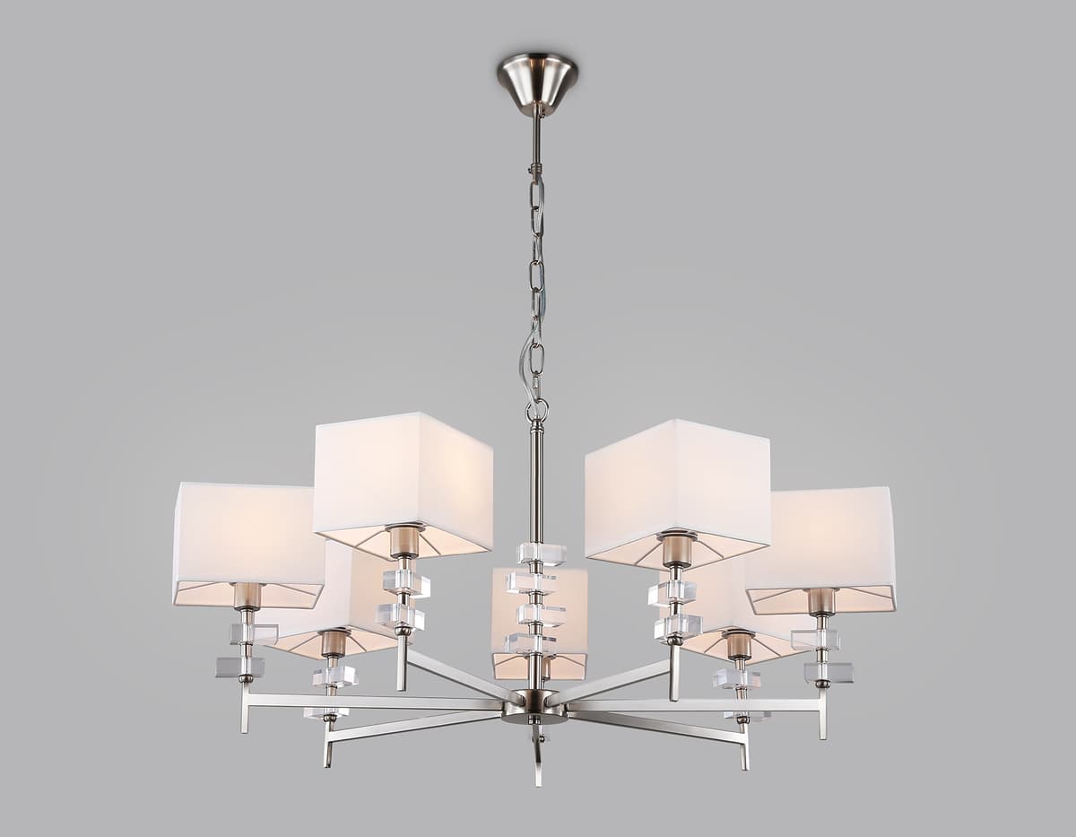 Подвесная люстра с абажурами LH71323/7 SN/WH никель/белый E14/7 max 40W D860*850 Ambrella Light 13