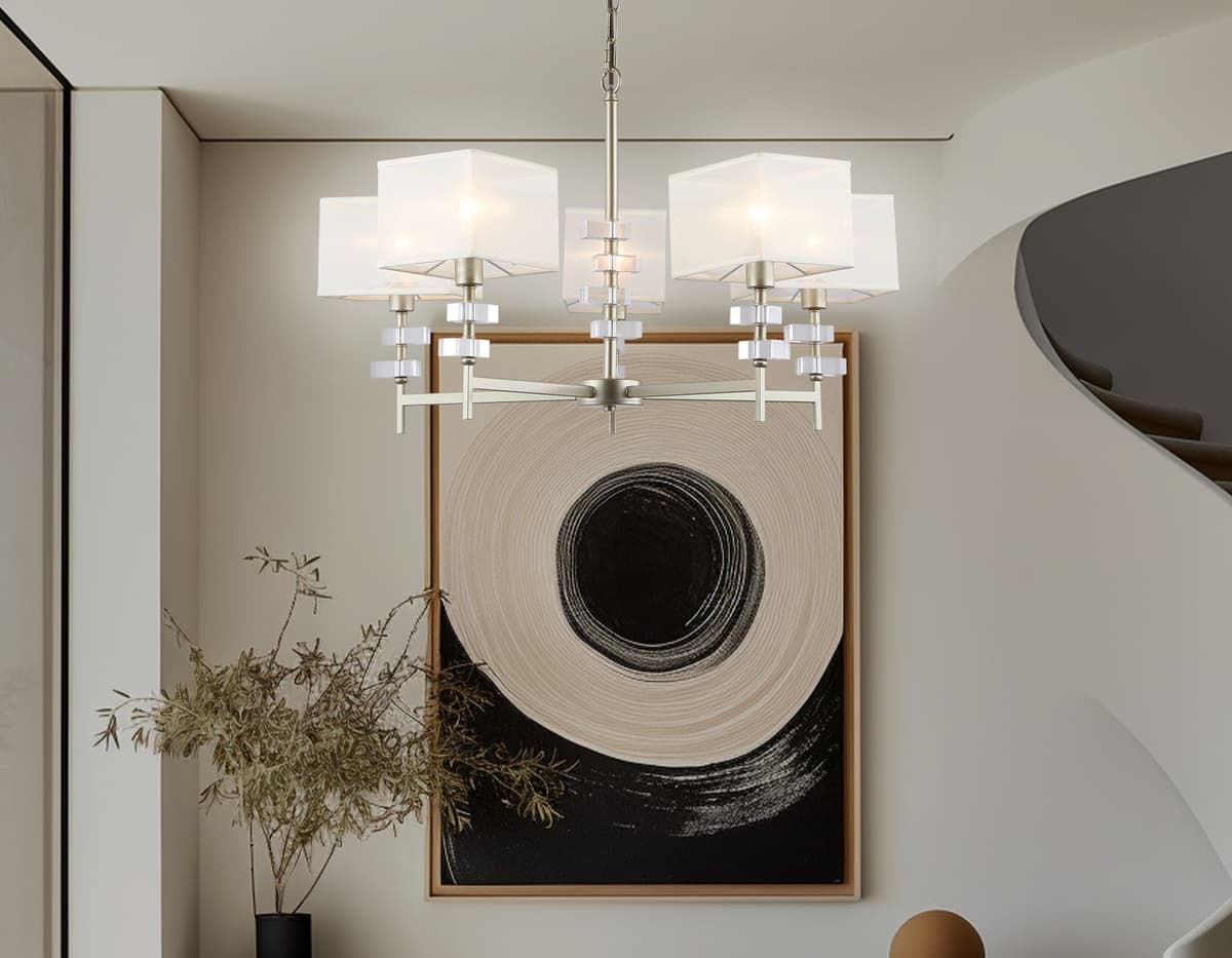 Подвесная люстра с абажурами LH71331/5 CGD золото E14/5 max 40W D700*850 Ambrella Light 13