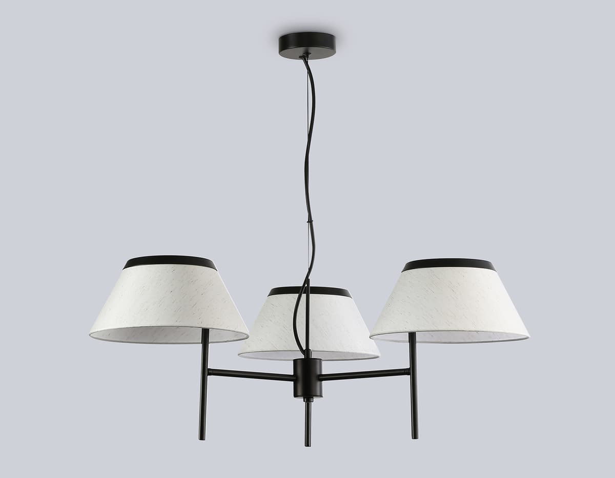 Подвесная люстра с абажурами LH72451/3 BK/WH черный/белый Е14/3 max 40W D800*290-1080 Ambrella Light 13