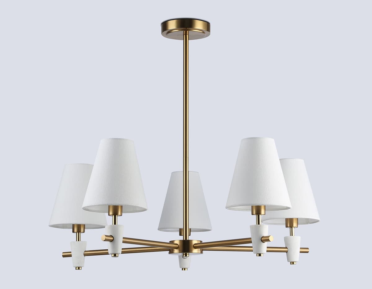 Люстра на штанге LH75044/5 BS/WH латунь/белый E14*5 max 40W D700*580 Ambrella Light 10