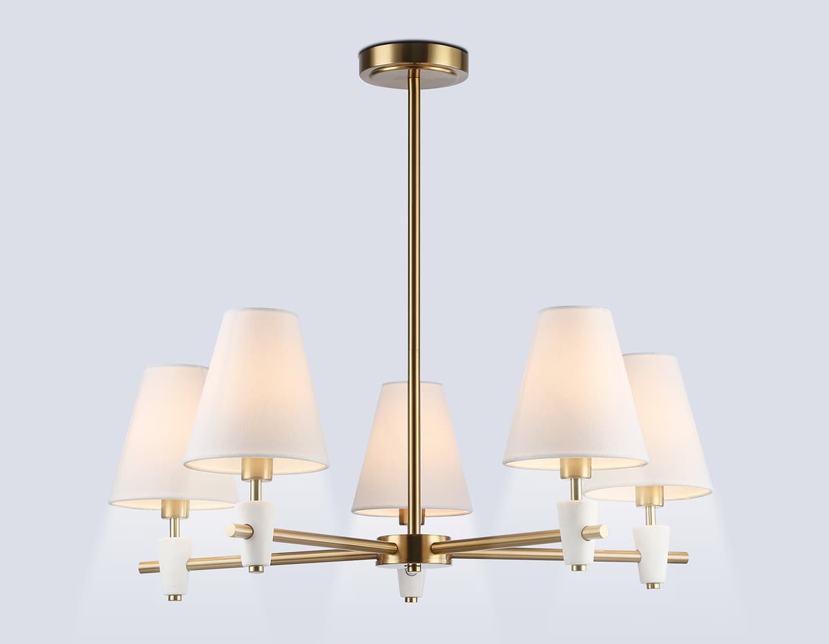 Люстра на штанге LH75044/5 BS/WH латунь/белый E14*5 max 40W D700*580 Ambrella Light 9