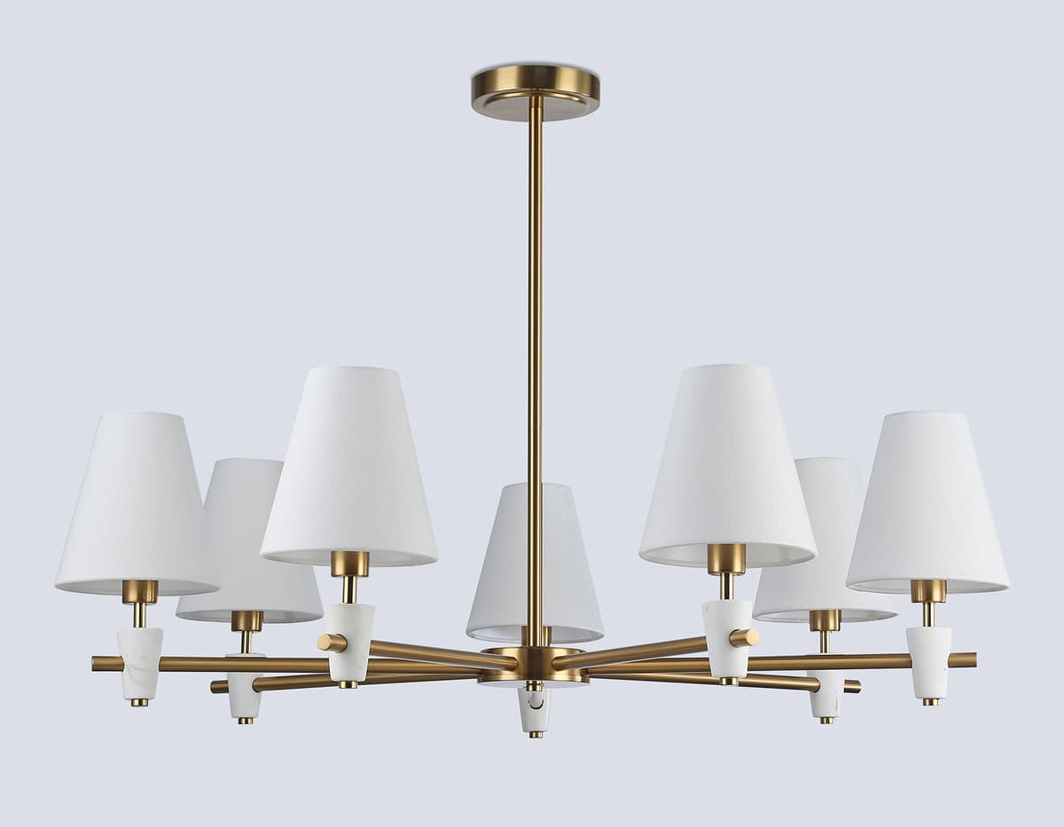 Люстра на штанге LH75045/7 BS/WH латунь/белый E14*7 max 40W D840*580 Ambrella Light 10