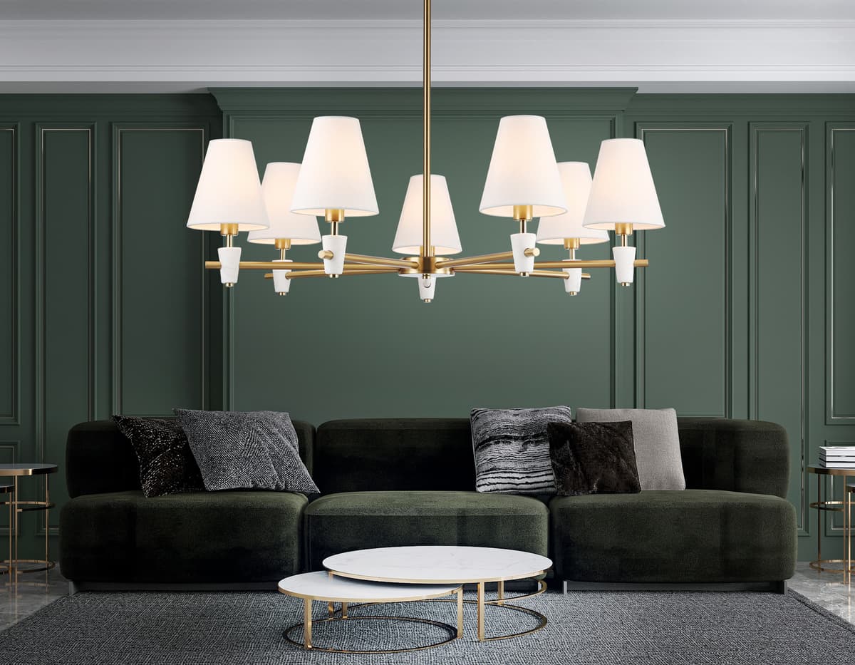 Люстра на штанге LH75045/7 BS/WH латунь/белый E14*7 max 40W D840*580 Ambrella Light 13