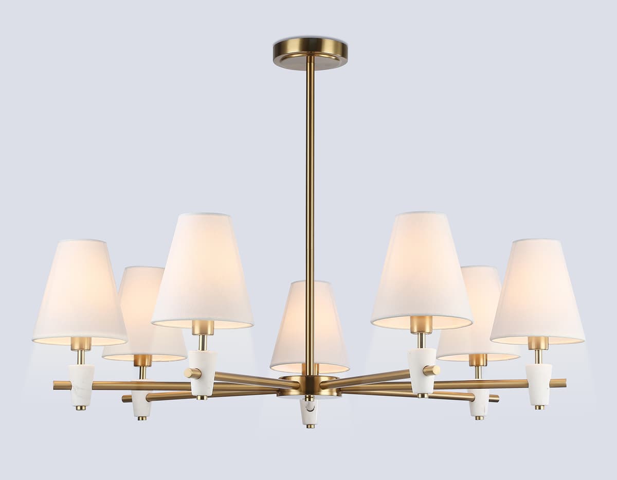 Люстра на штанге LH75045/7 BS/WH латунь/белый E14*7 max 40W D840*580 Ambrella Light 9