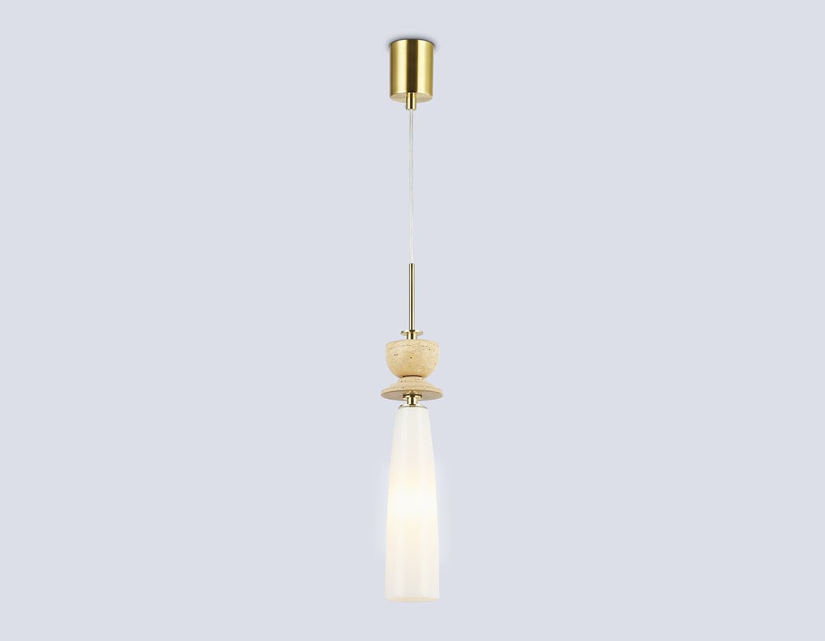Подвесной светильник с травертином LH75365 GD/WH золото/белый G9 max 28W D70*1490 Ambrella Light 10