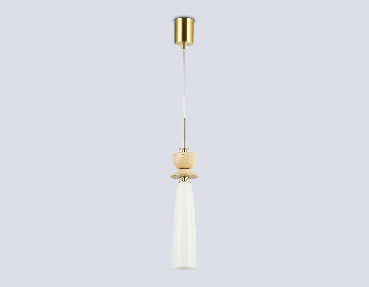 Подвесной светильник с травертином LH75365 GD/WH золото/белый G9 max 28W D70*1490 Ambrella Light 12