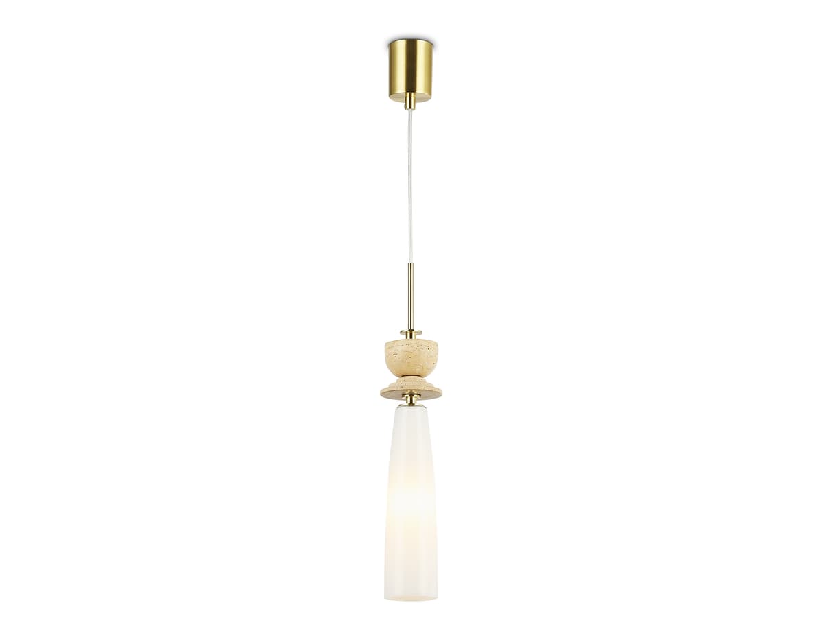 Подвесной светильник с травертином LH75365 GD/WH золото/белый G9 max 28W D70*1490 Ambrella Light 9