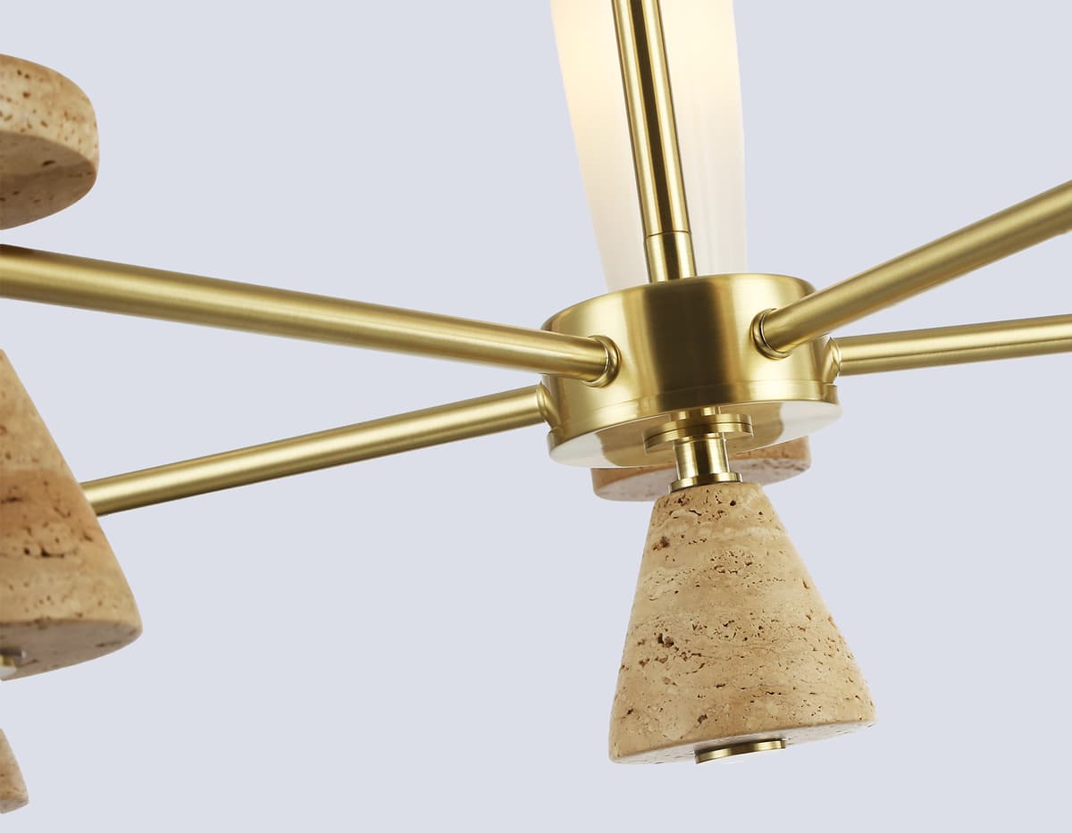 Люстра на штанге с травертином LH75371/5 GD/WH золото/белый G9*5 max 28W D600*675 Ambrella Light 15