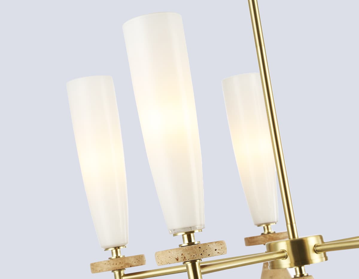 Люстра на штанге с травертином LH75371/5 GD/WH золото/белый G9*5 max 28W D600*675 Ambrella Light 16