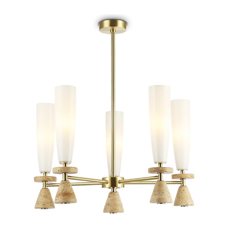 Люстра на штанге с травертином LH75371/5 GD/WH золото/белый G9*5 max 28W D600*675 Ambrella Light 9