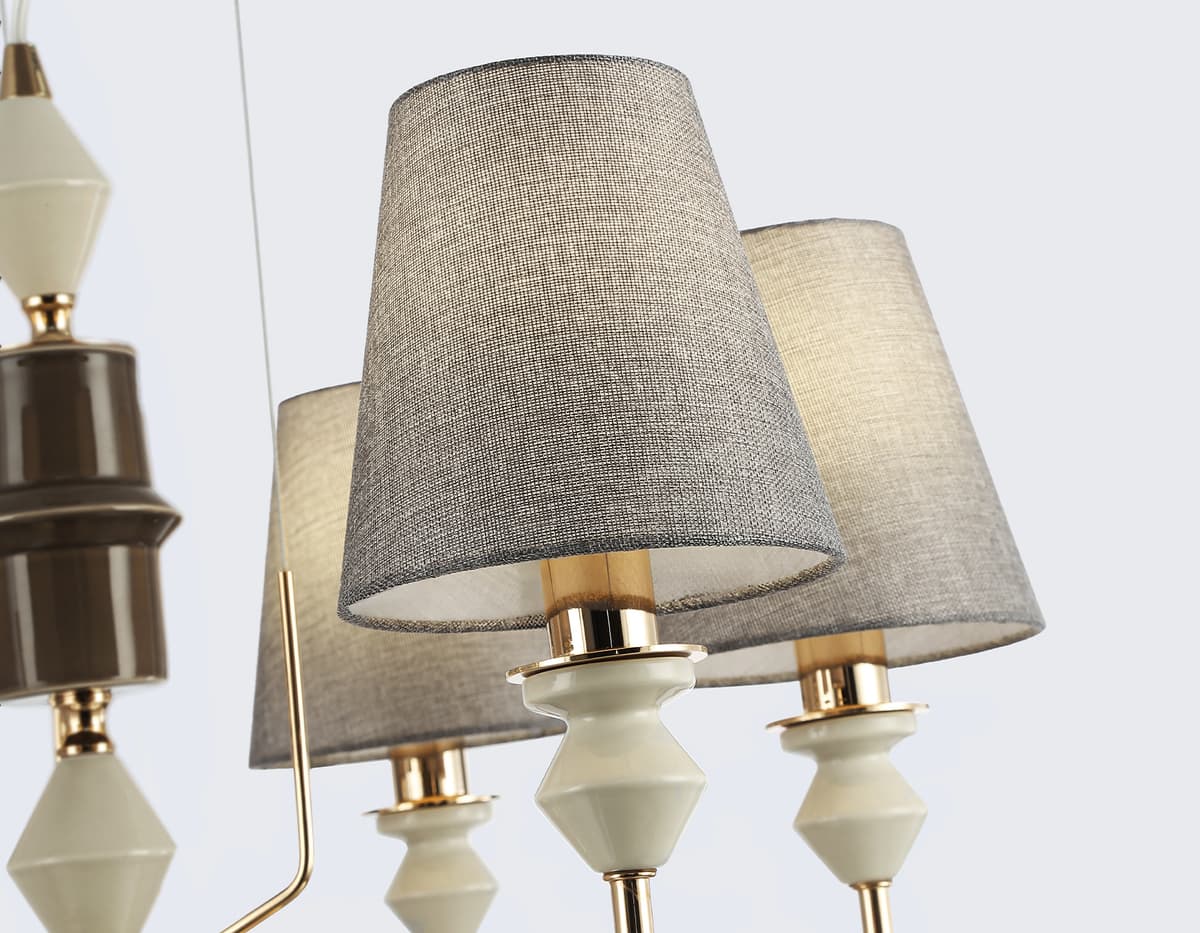 Подвесная люстра с абажурами LH75401/6 GD/GR золото/серый E14*6 max 40W D700*1260 Ambrella Light 15