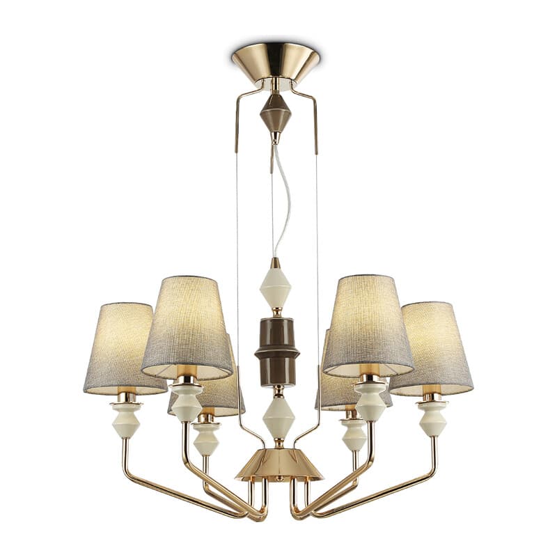 Подвесная люстра с абажурами LH75401/6 GD/GR золото/серый E14*6 max 40W D700*1260 Ambrella Light 9
