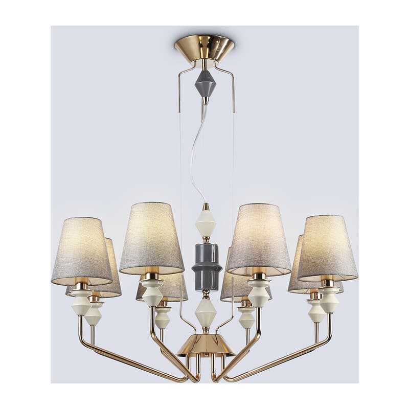 Подвесная люстра с абажурами LH75403/8 GD/GR золото/серый E14*8 max 40W D815*1260 Ambrella Light 10