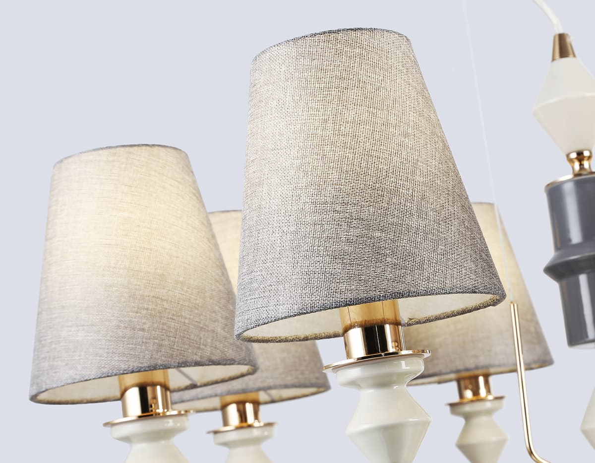 Подвесная люстра с абажурами LH75403/8 GD/GR золото/серый E14*8 max 40W D815*1260 Ambrella Light 16