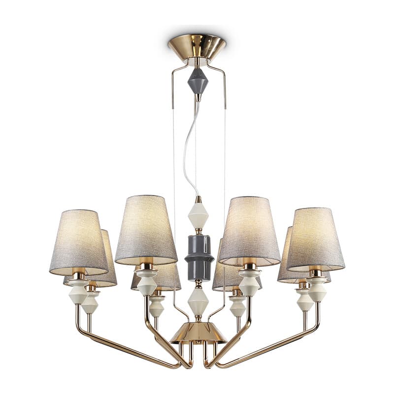 Подвесная люстра с абажурами LH75403/8 GD/GR золото/серый E14*8 max 40W D815*1260 Ambrella Light 9